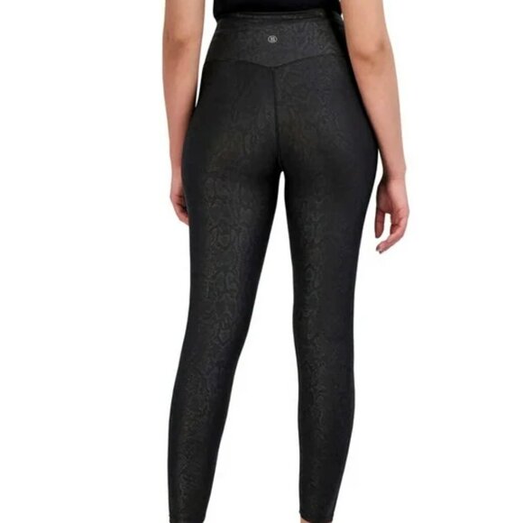 Sage Women's Python Embossed High Waist Black Everyday Leggings, size L - Picture 2 of 8